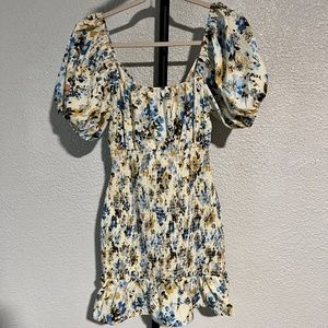 NWOT NSR Zoe Floral Puff Sleeve Smocked Mini Dress size S